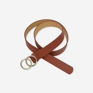 Brown Double O-Ring Belt – Gold Buckle, Adjustable, All Season